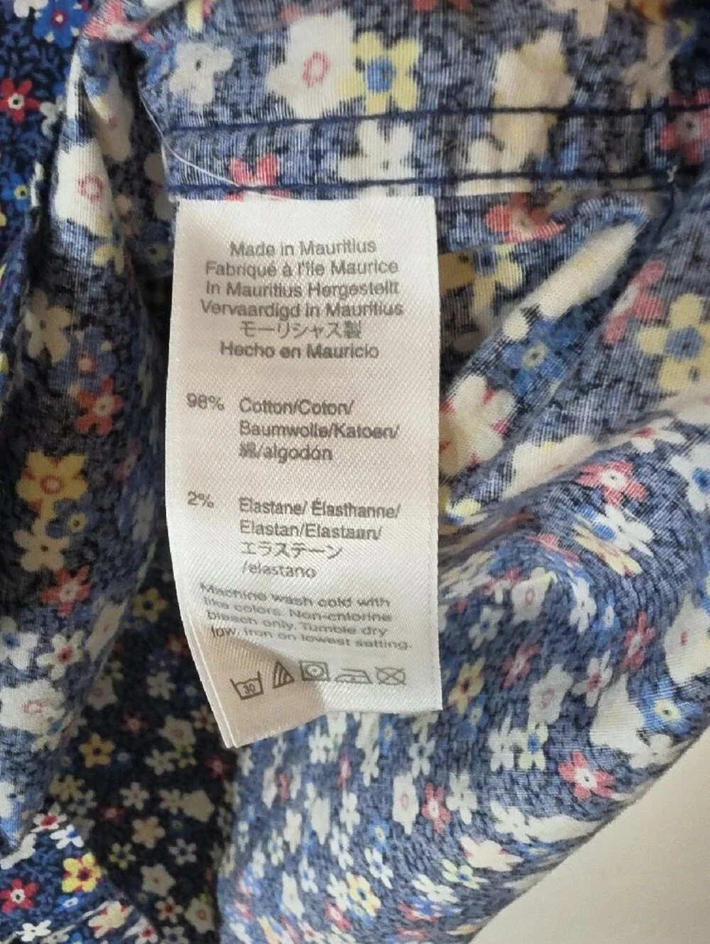 J Crew Men's Short-Sleeve Navy Floral Button-Up Slim Shirt XXLarge